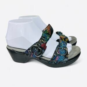 Dansko Sophie Wedge Clog Sandals Rainbow Mosaic Comfort Comfortable Colorful 8